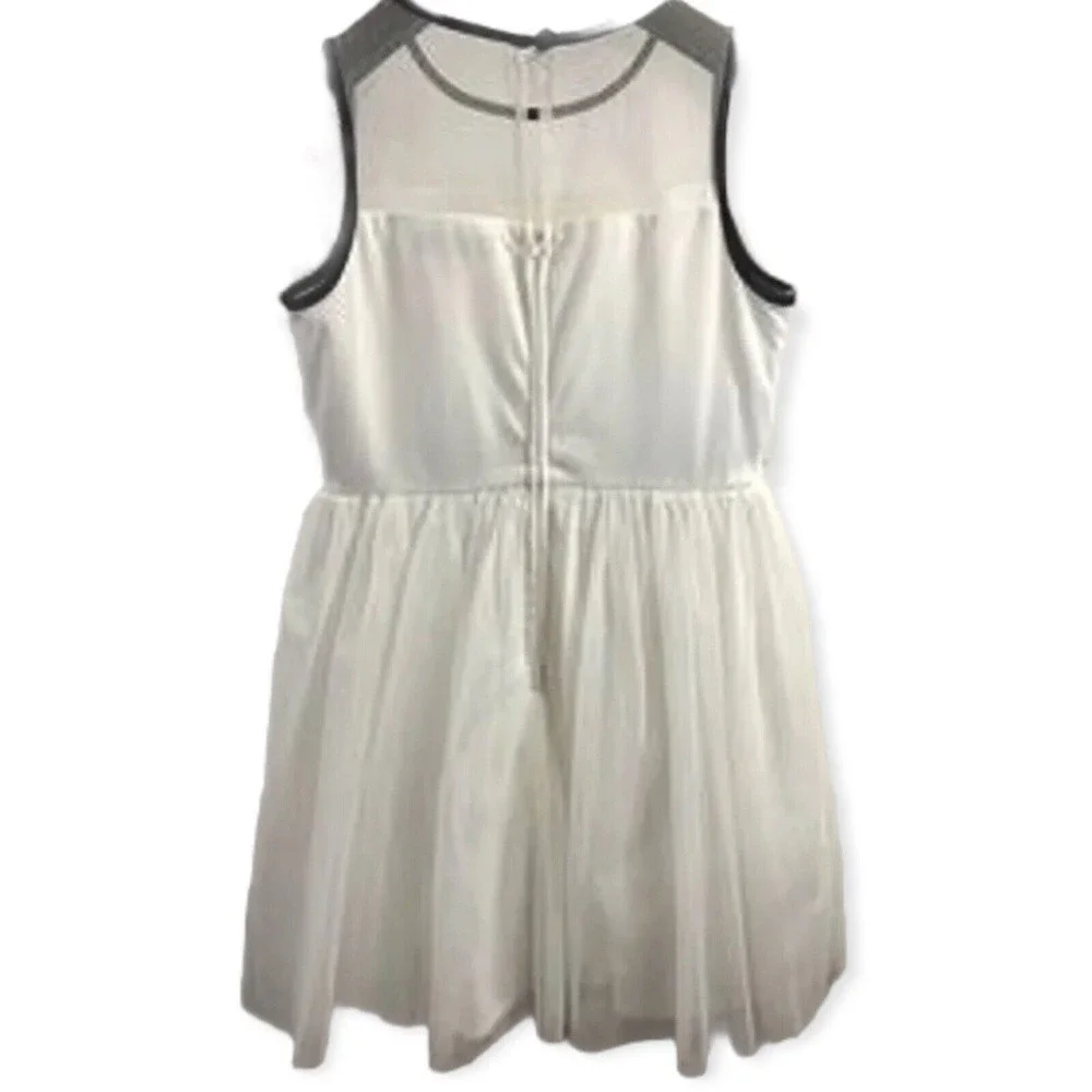 Sequin Hearts Girls 10 White Tulle Rhinestone Fit Flare Flower Girl Party Dress